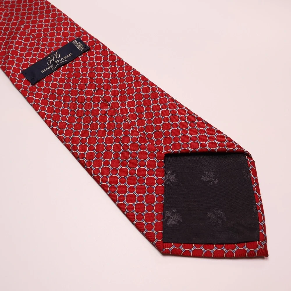 Brooks Brothers Silk Necktie Red Circle Geometric‎ Print Men's Tie